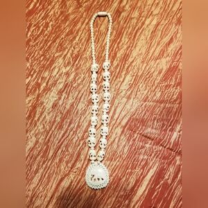 Vintage Carved Ivory Bone Elephant Necklace Rare